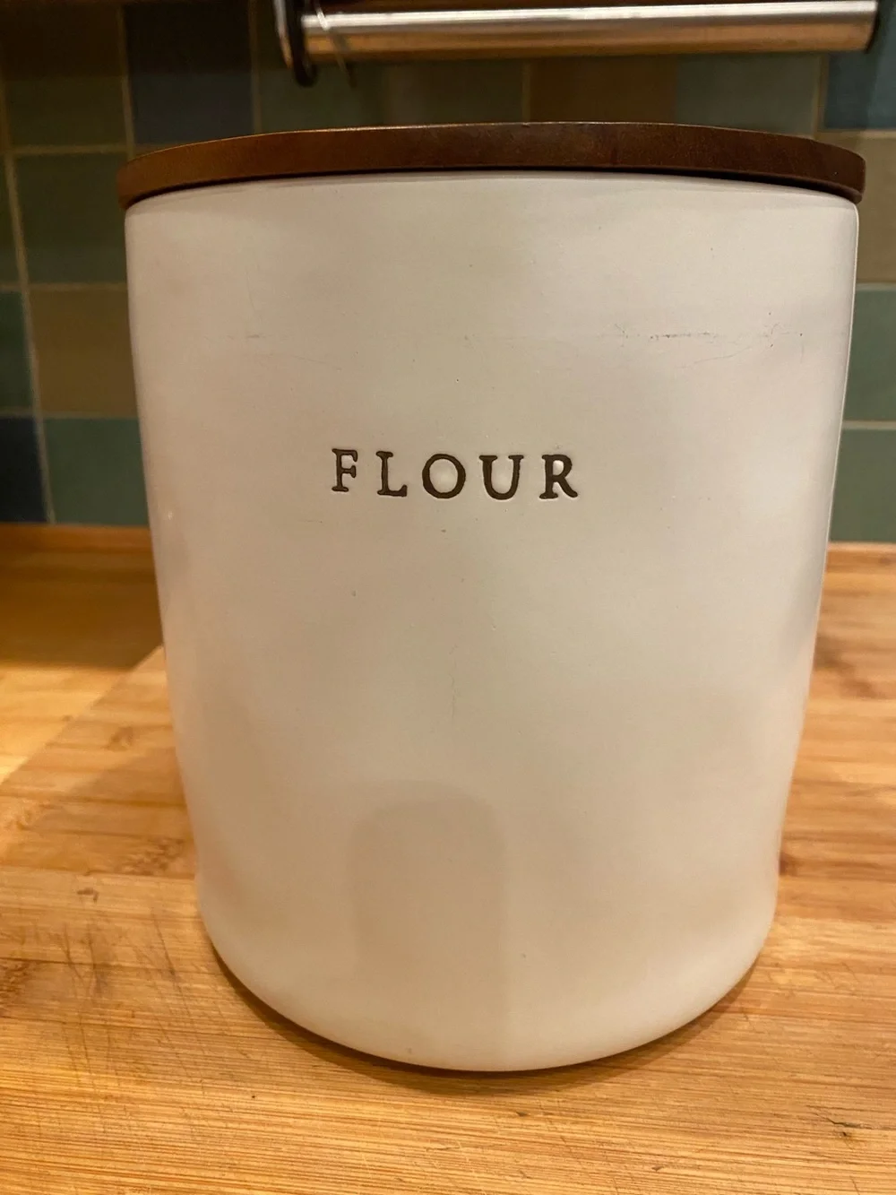 Hearth & Hand Magnolia ~FLOUR ~ Stoneware Canister w/ Wood Lid discontinued